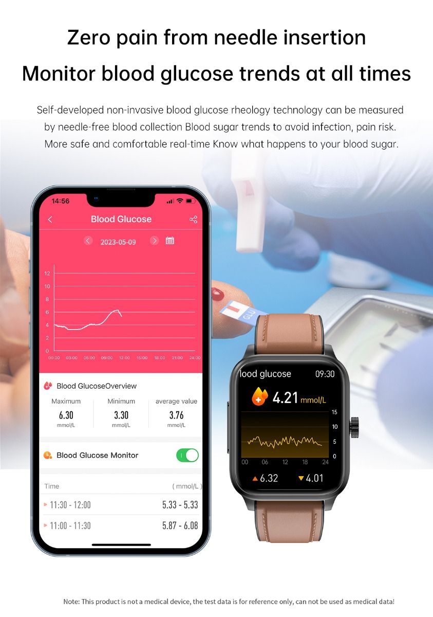 ET540 Krevní glukóza EKG Tělesná teplota Krevní tlak Kyslík v krvi Srdeční tep Bluetooth hovory Chytré hodinky Fitness tracker