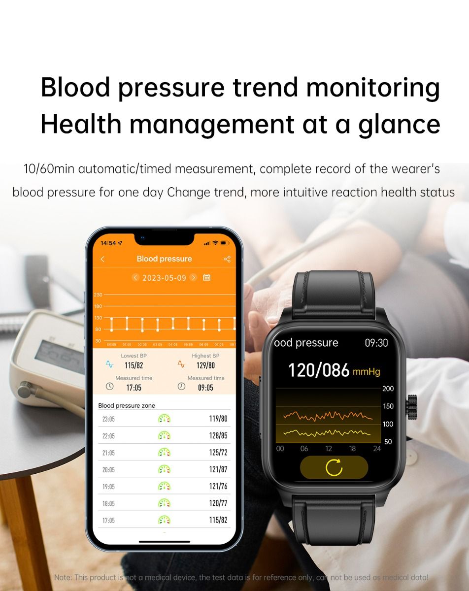 ET540 Krevní glukóza EKG Tělesná teplota Krevní tlak Kyslík v krvi Srdeční tep Bluetooth hovory Chytré hodinky Fitness tracker