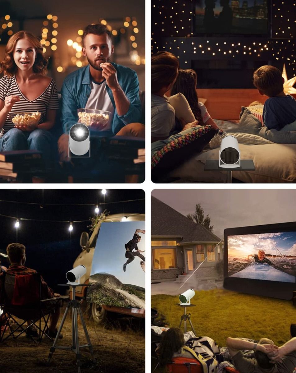 Projektor HY300 WiFi 6 Full HD 1280P Android 11 Inteligentní přenosný LED Mini projektor pro domácí kino