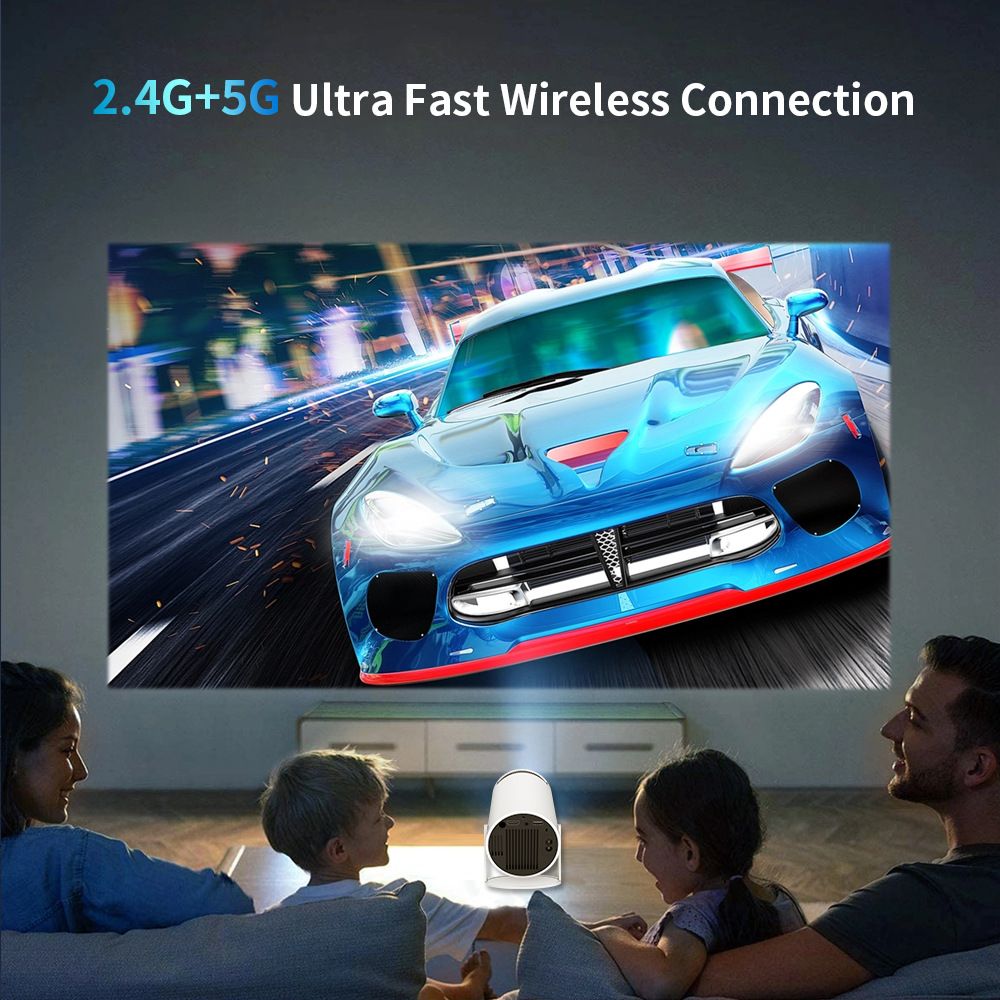 Projektor HY300 WiFi 6 Full HD 1280P Android 11 Inteligentní přenosný LED Mini projektor pro domácí kino