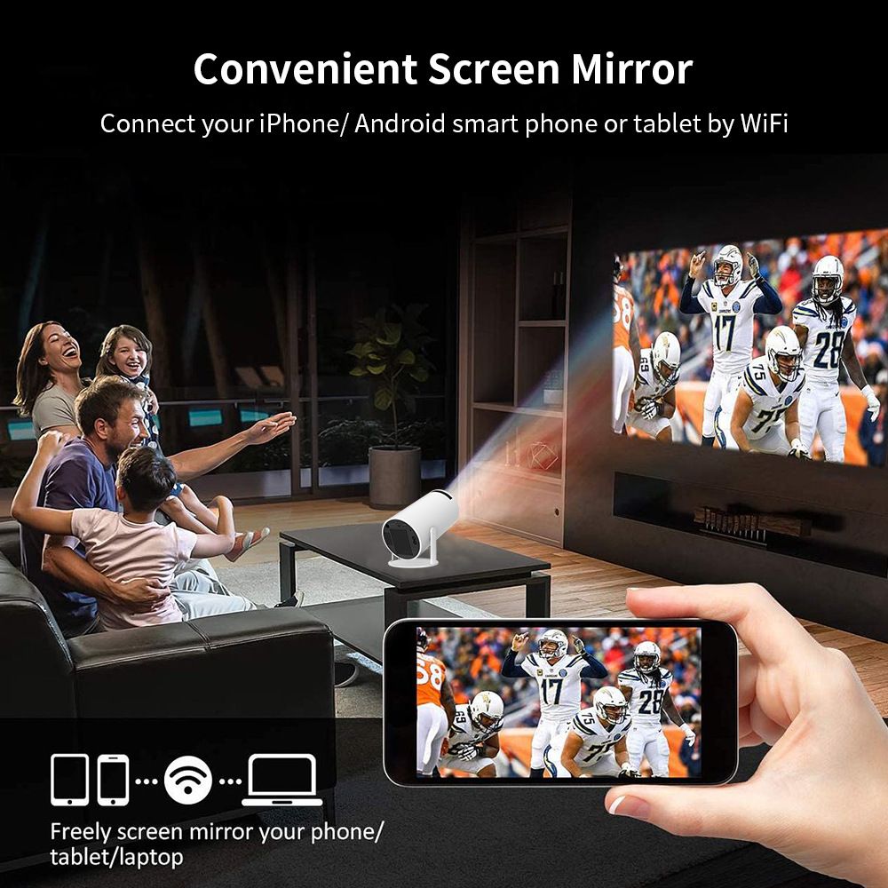 Projektor HY300 WiFi 6 Full HD 1280P Android 11 Inteligentní přenosný LED Mini projektor pro domácí kino