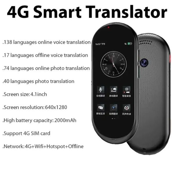 A10 Překladač Hlasu 4.1 palcový – Vícejazyčné Zařízení s 4G SIM pro Globální Komunikaci a Okamžitý Překlad