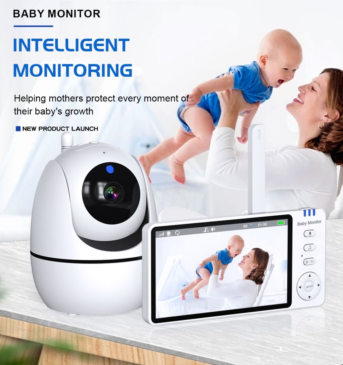ABM501 Video Chůvička 2.4G Bezdrátová s 5.0" LCD: Noční Vidění, Dvoupásmový Zvuk Pro Klid Rodiny a Péči o Dítě