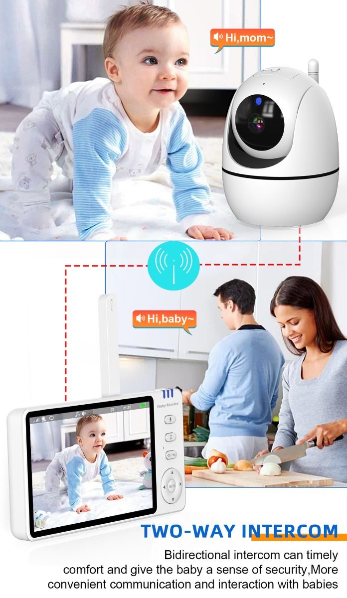 ABM501 Video Chůvička 2.4G Bezdrátová s 5.0" LCD: Noční Vidění, Dvoupásmový Zvuk Pro Klid Rodiny a Péči o Dítě