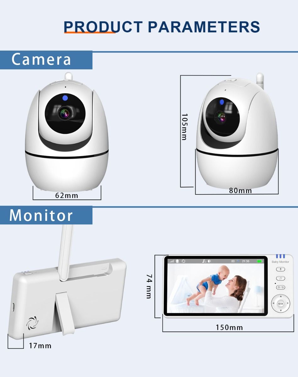 ABM501 Video Chůvička 2.4G Bezdrátová s 5.0" LCD: Noční Vidění, Dvoupásmový Zvuk Pro Klid Rodiny a Péči o Dítě