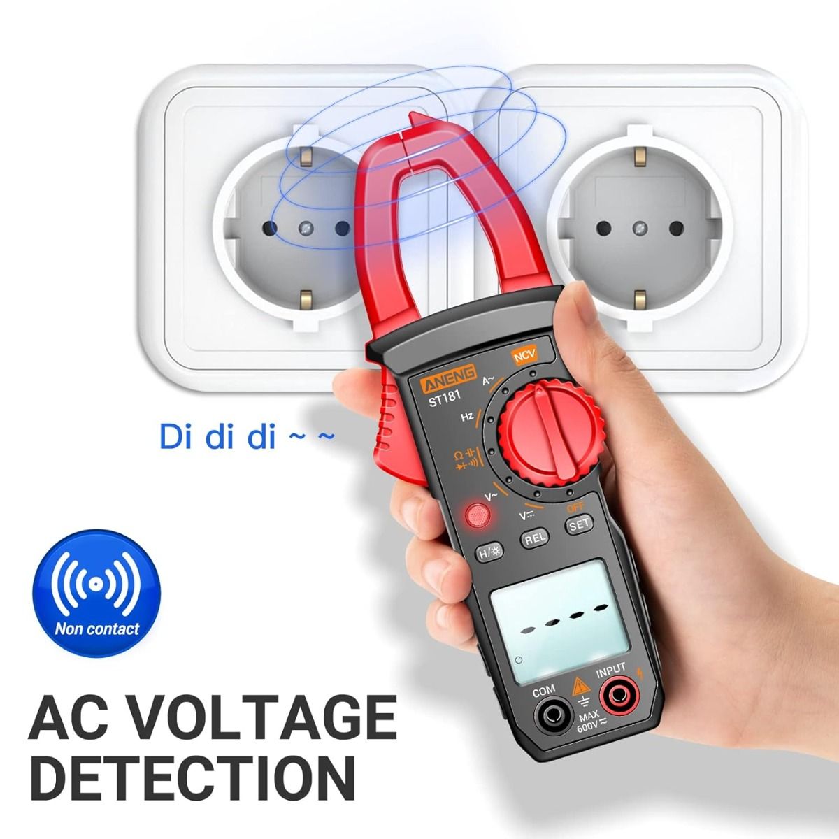 ANENG ST180 Digitální klešťový multimetr tester 4000 čísel s NCV, Ampér, Ohm, Volt, měří střídavý proud, střídavé/stejnosměrné napětí, kapacitu, odpor, diody, spojitost, frekvenci, podsvícení, elektrikářské nástroje