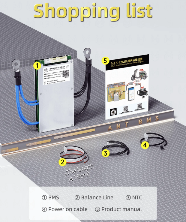 ANT Smart BMS 4S-24S Chytrá Bluetooth BMS pro LiFePO4/Li-ion E-kolo/koloběžku, 40A/30A.