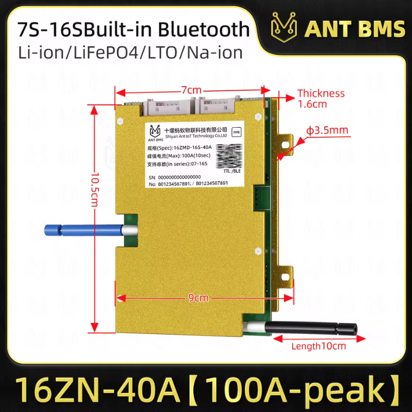 ANT Smart BMS 4S-24S Chytrá Bluetooth BMS pro LiFePO4/Li-ion E-kolo/koloběžku, 40A/30A.