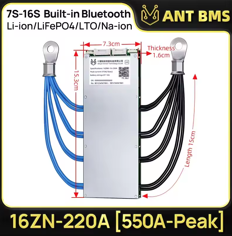 ANT Smart BMS 4S-24S Chytrá Bluetooth BMS pro LiFePO4/Li-ion E-kolo/koloběžku, 40A/30A.