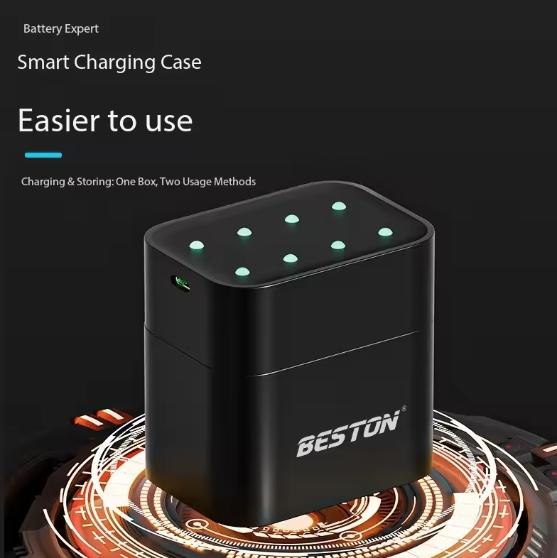 Beston Chytrá Nabíječka AA 8 Slotů | Rychlé Nabíjení 1.5V Li-ion 3600mWh Baterií | Sada