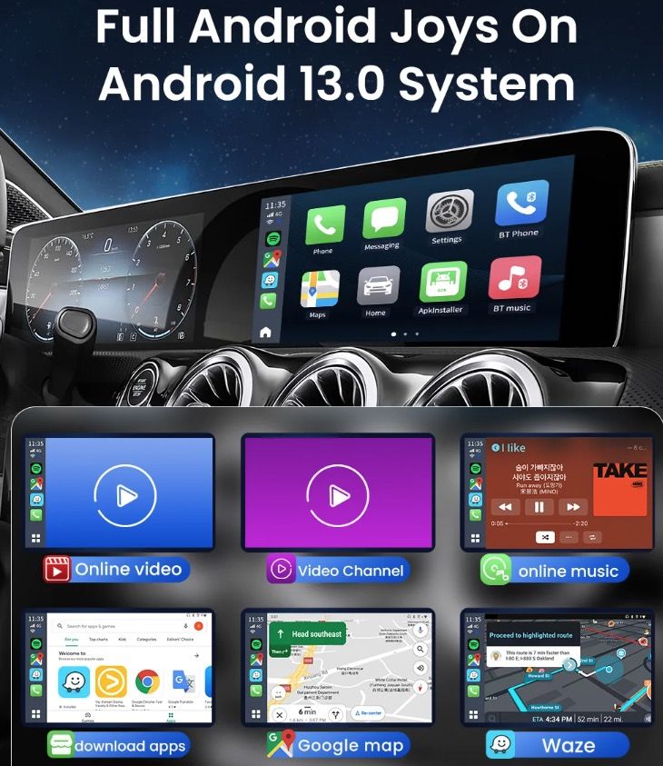 CarlinKit Chytrá TV krabička pro auta | CarPlay Ai Box Android 13 | Auto zábava s YouTube & Netflix
