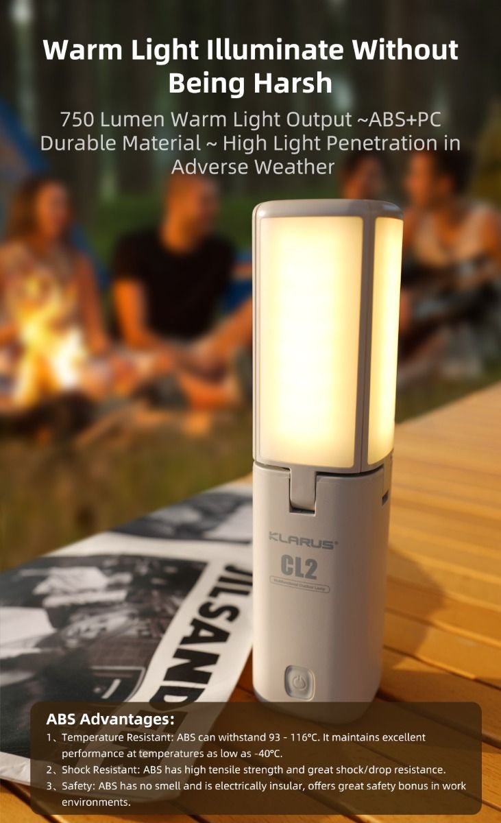 Klarus CL2 Skládací Kempingové Světlo 750 Lumenů - Péče o Oči, 7 Režimů pro Vnitřní i Venkovní Osvětlení