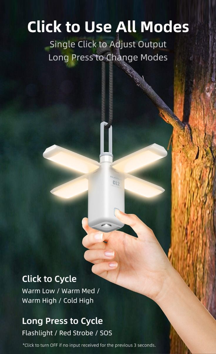 Klarus CL2 Skládací Kempingové Světlo 750 Lumenů - Péče o Oči, 7 Režimů pro Vnitřní i Venkovní Osvětlení