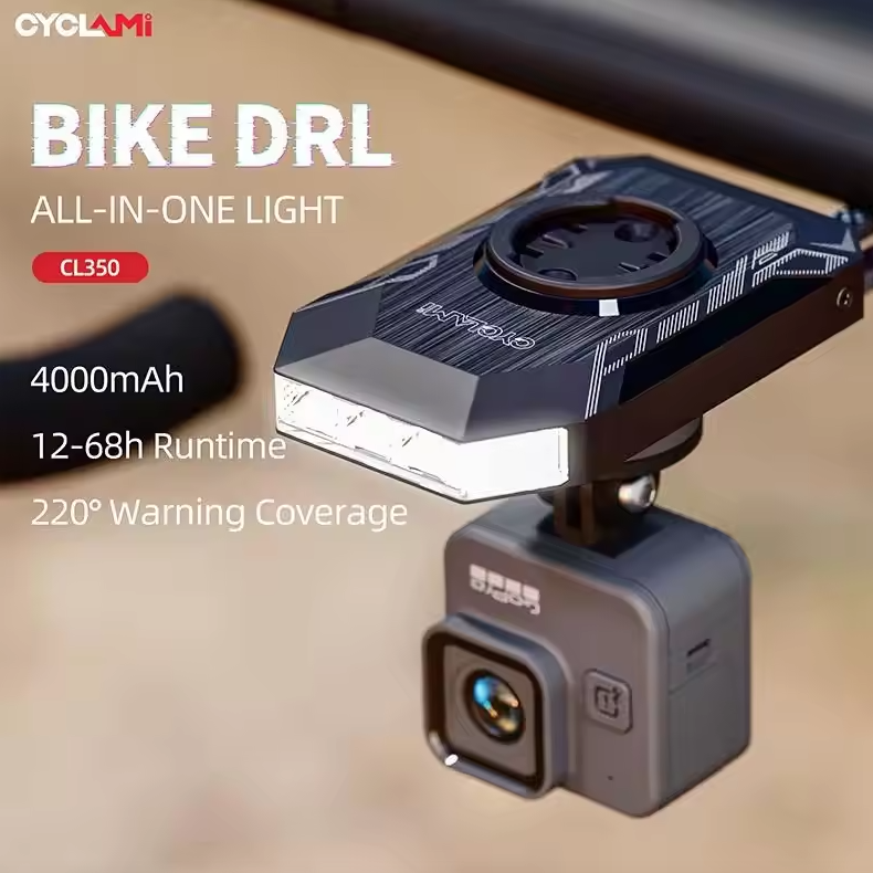 CYCLAMI CL350 přední světlo na kolo 4000mAh, Type-C, držák cyklopočítače, powerbanka, noční jízda