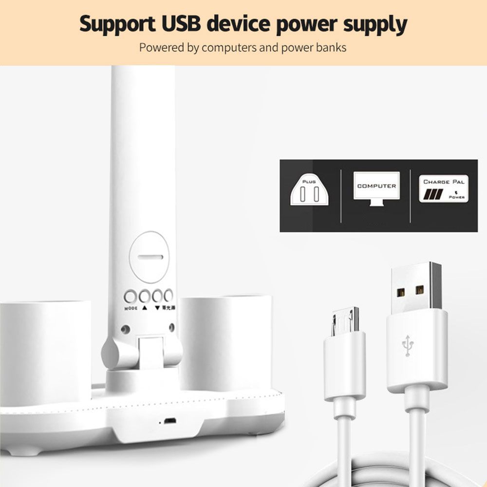 LED Stolní Lampa s Kalendářem a USB nočním světlem – Ochrana Očí, Přenosná, Nastavitelný Jas pro Domácí Kancelář a Ložnici