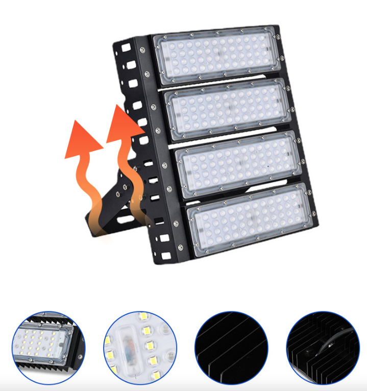 Spolehlivé LED modul tunelové svítidlo 200W IP65. Vodotěsné svítidlo pro venkovní osvětlení stadionu.