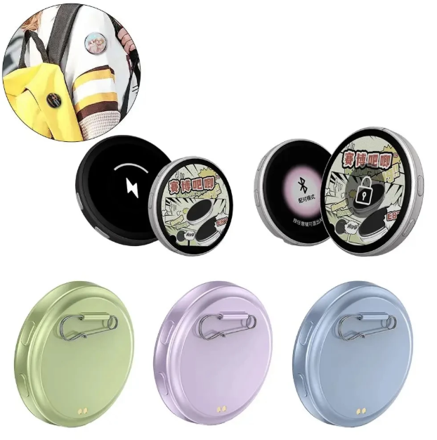 Electronic Badge HD Display Screen 1.70-inch HD Display Bluetooth 6.0 GIF Video Playback Touch Screen LED Audible Video Play
