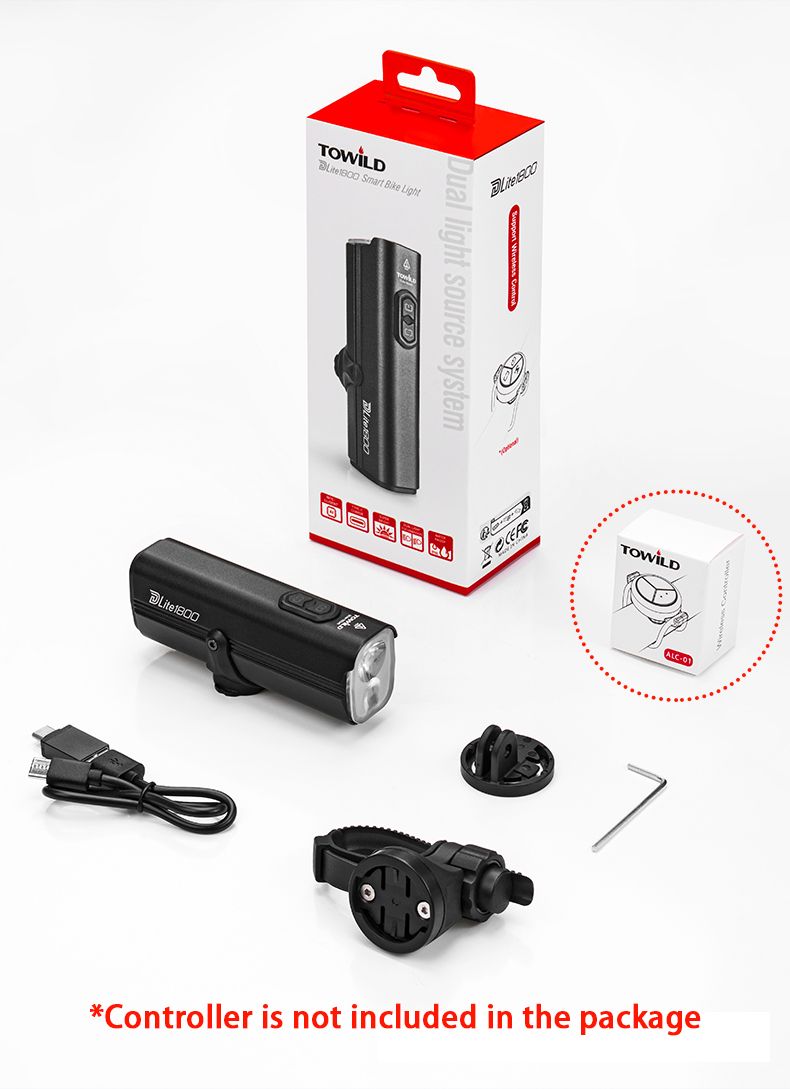 TOWILD DLite 1800 USB nabíjitelné cyklistické světlo, 2100 lumenů, voděodolné přední světlo, bezpečnost při cyklistice, baterie 5000 mAh
