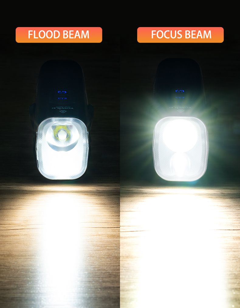 TOWILD DLite 1800 USB nabíjitelné cyklistické světlo, 2100 lumenů, voděodolné přední světlo, bezpečnost při cyklistice, baterie 5000 mAh
