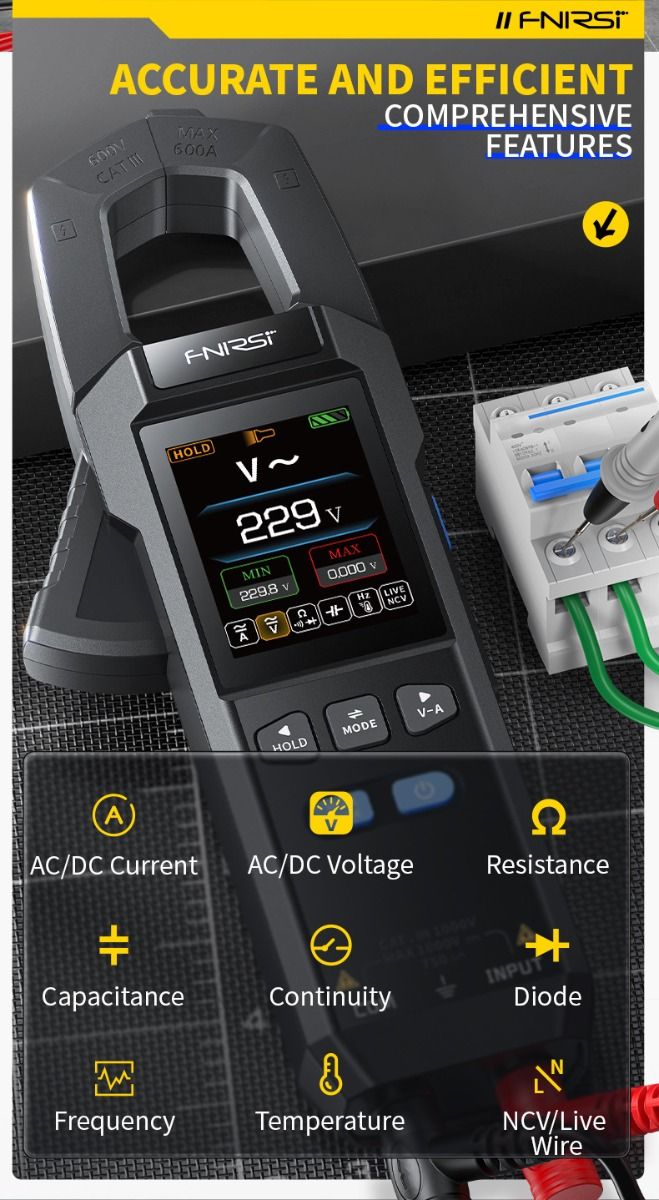 FNIRSI DMC-100: Inteligentní, Plně Automatický Klešťový Multimetr pro Elektrikáře a Kutily