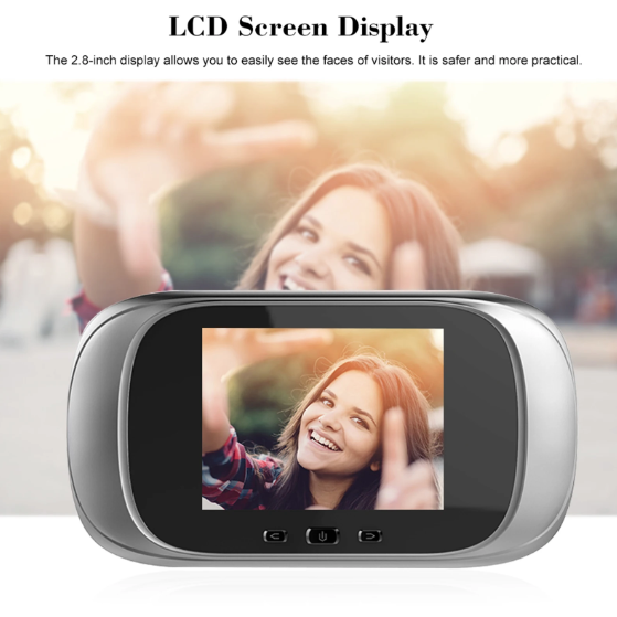 Digitální dveřní kukátko kamera se zvonkem – 2,8" LCD, noční vidění a foto pro bezpečí domova