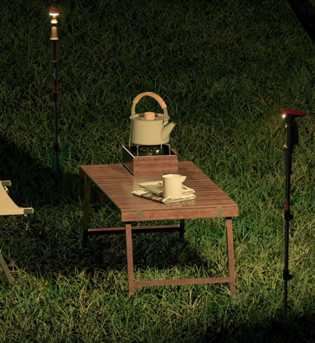 GUITORCH Trail Back: LED Trekové hole lehké hliníkové pro bezpečnost a noční turistiku