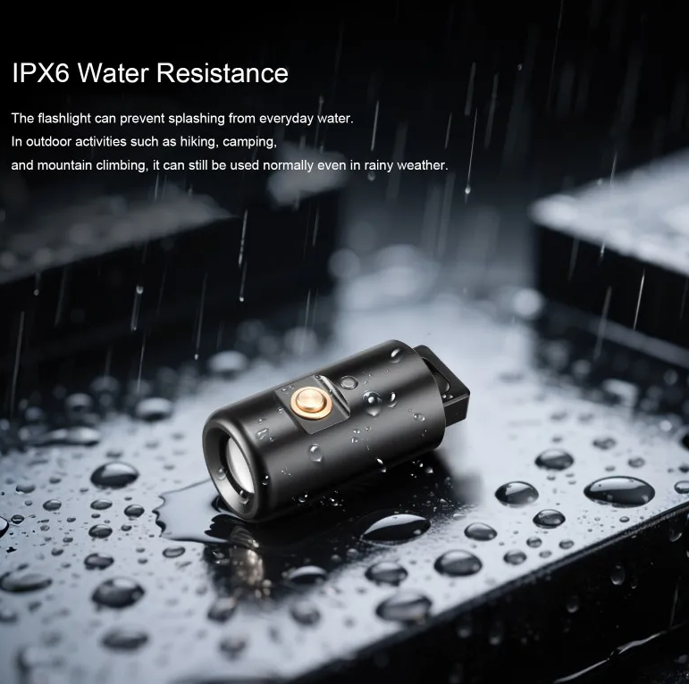 Mini svítilna LED, dobíjecí, kempingová, turistická, na klíče, s náhrdelníkem