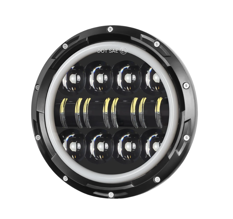 **7" 75W LED Světlomet pro Harley & Jeep Wrangler: Kulatý Vodotěsný Reflektor s DRL & Směrovkou**