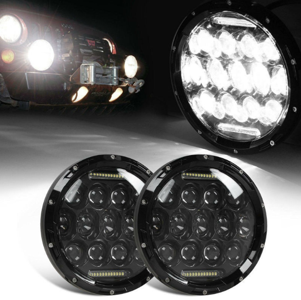 **7" 75W LED Světlomet pro Harley & Jeep Wrangler: Kulatý Vodotěsný Reflektor s DRL & Směrovkou**