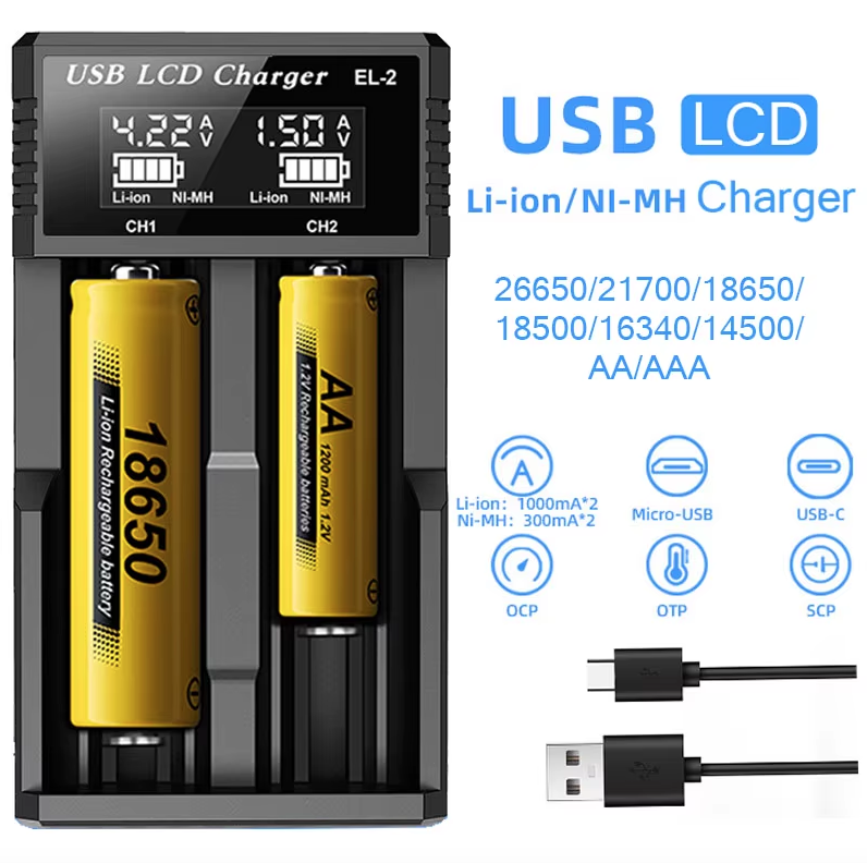 Inteligentní USB LCD Nabíječka pro 18650 3.7V, AA AAA Baterie | Bezpečné & Efektivní Dobíjení