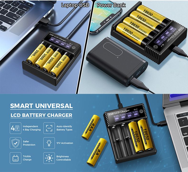 Inteligentní USB LCD Nabíječka pro 18650 3.7V, AA AAA Baterie | Bezpečné & Efektivní Dobíjení