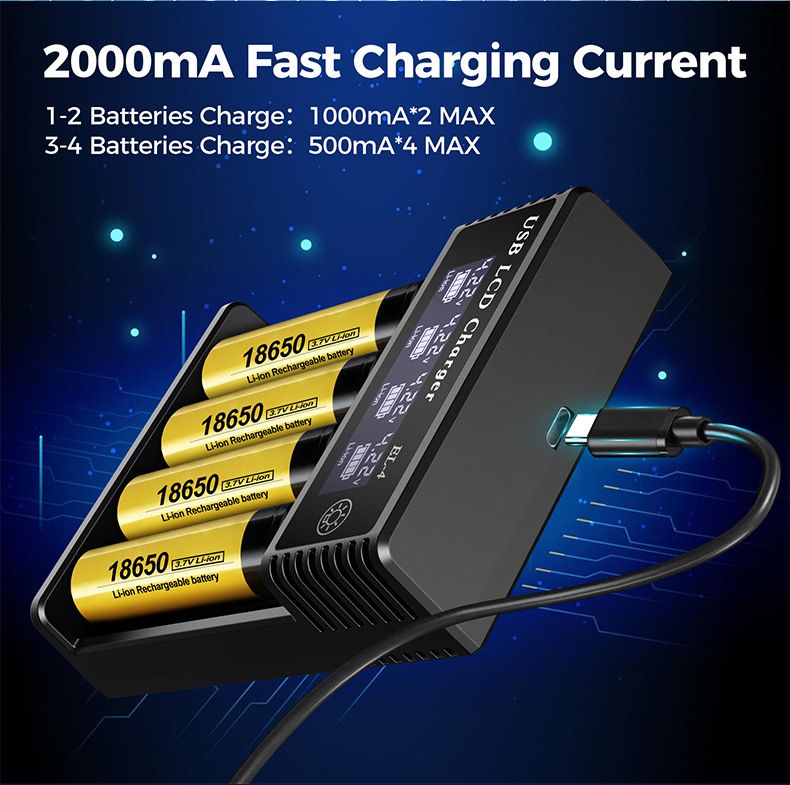 Inteligentní USB LCD Nabíječka pro 18650 3.7V, AA AAA Baterie | Bezpečné & Efektivní Dobíjení