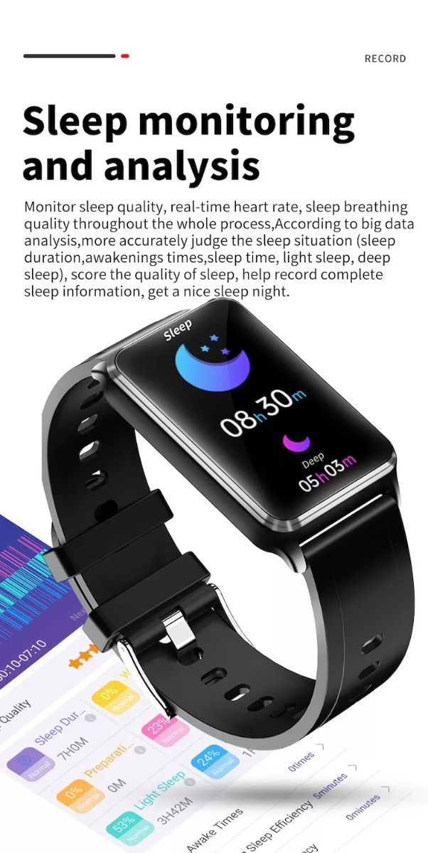 EP02 Chytré hodinky na měření krevního cukru a glukózy, ECG HRV, srdeční tep, teplota, 1,57" HD, voděodolný chytrý náramek, fitness tracker