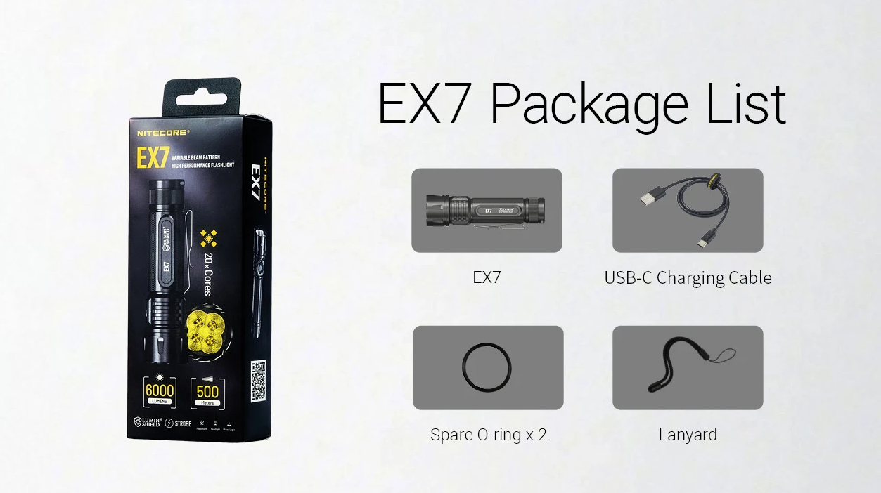 Nitecore EX7 6000 lumenů USB-C nabíjecí svítilna