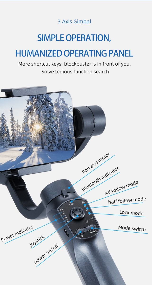 F10 Pro Stabilizátor: 3-osý Gimbal pro Telefon | Plynulá Videa s Android/iPhone | Snadné Natáčení Vlogů!