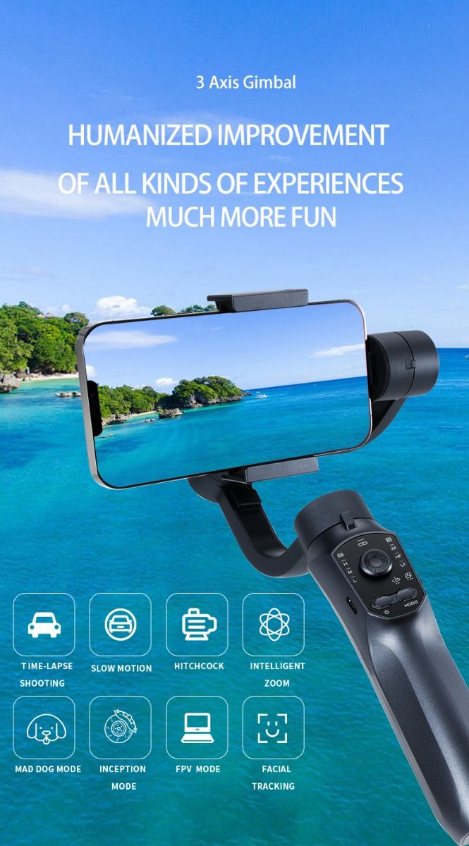 F10 Pro Stabilizátor: 3-osý Gimbal pro Telefon | Plynulá Videa s Android/iPhone | Snadné Natáčení Vlogů!