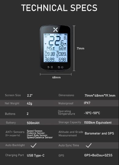 XOSS G+ G2 Cyklistický počítač GPS generace Bezdrátový měřič rychlosti a tracker s vlastním displejem a snímačem srdečního tepu