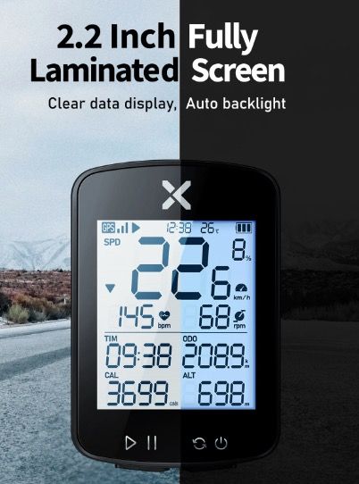 XOSS G+ G2 Cyklistický počítač GPS generace Bezdrátový měřič rychlosti a tracker s vlastním displejem a snímačem srdečního tepu