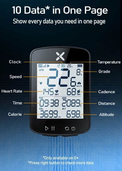 XOSS G+ G2 Cyklistický počítač GPS generace Bezdrátový měřič rychlosti a tracker s vlastním displejem a snímačem srdečního tepu