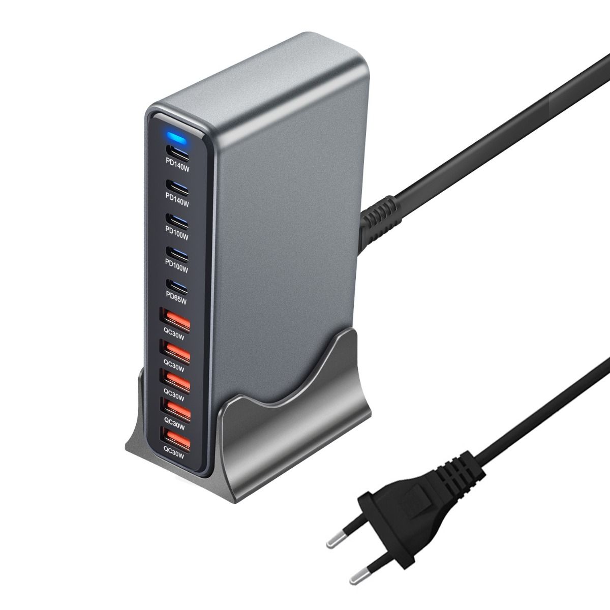 800W USB C GaN III Pro 10 port nabíječka pro MacBook, iPhone, tablety. Rychlé nabíjení.