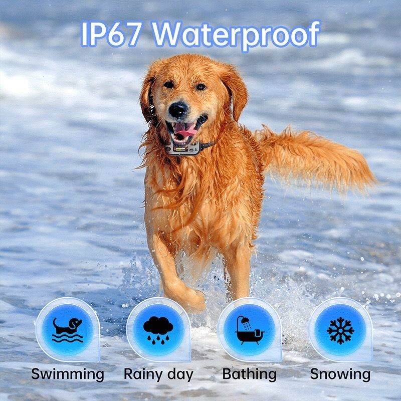 Bezdrátový ohradník pro psy 7-55 kg: GPS ohradník a protištěkací obojek. Dobíjecí, voděodolný.