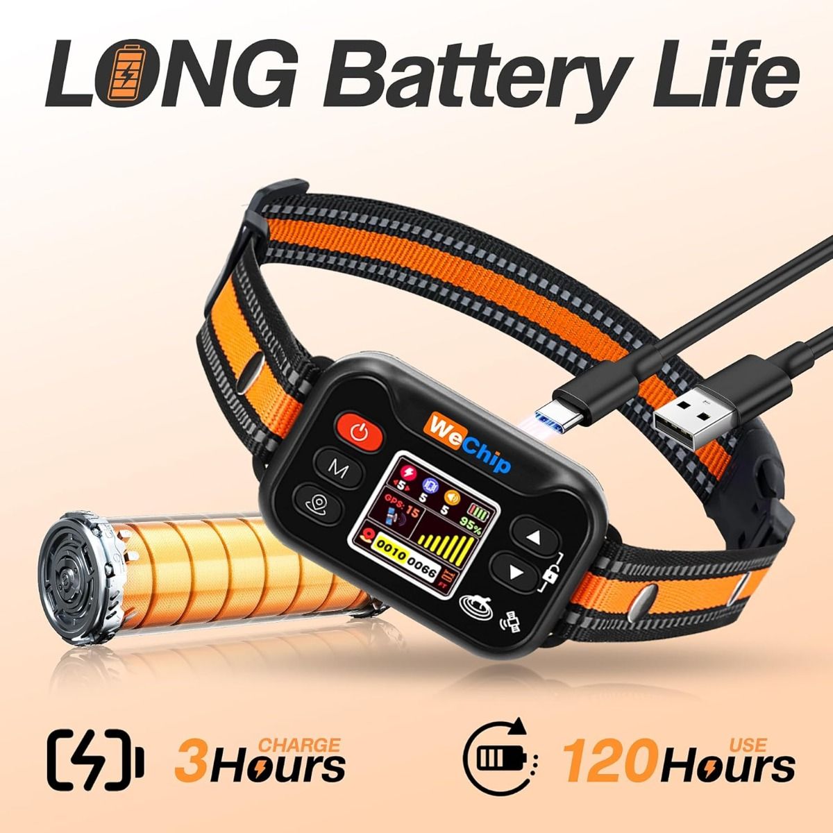 Bezdrátový ohradník pro psy 7-55 kg: GPS ohradník a protištěkací obojek. Dobíjecí, voděodolný.