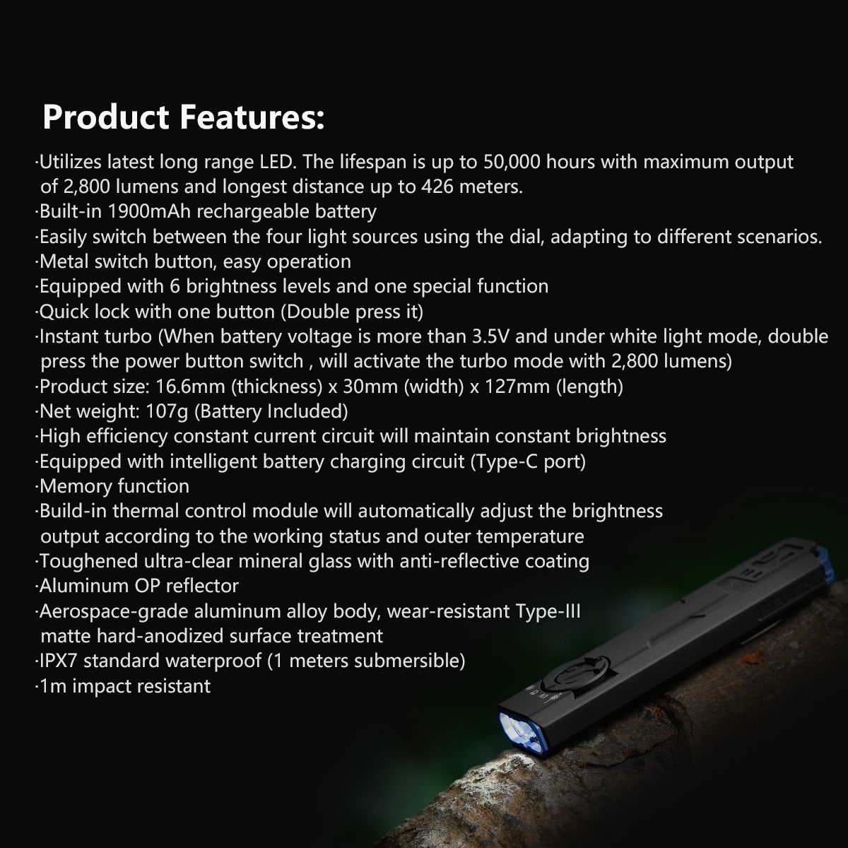 IMALENT GR35 Červená LED EDC Svítilna, 2800 lm, Všestranná: UV, Laser, Detektor Bankovek