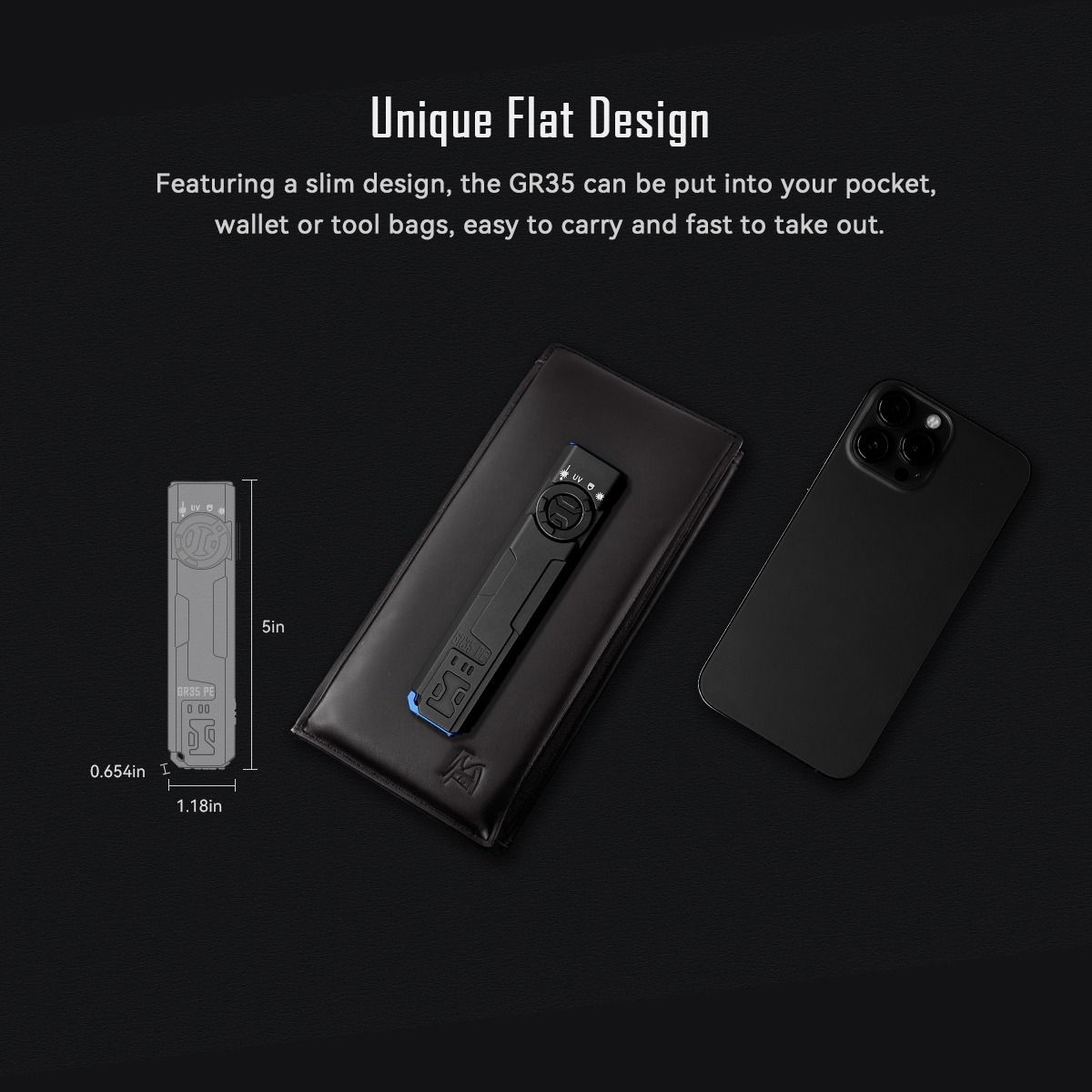 IMALENT GR35: Výkonná 2800lm EDC svítilna s laserem, UV a signalizací. Zelená LED.