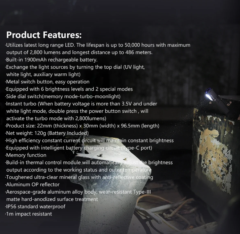 IMALENT GR36 EDC svítilna: 2800 lumenů, USB-C nabíjení, magnetická a super jasná.