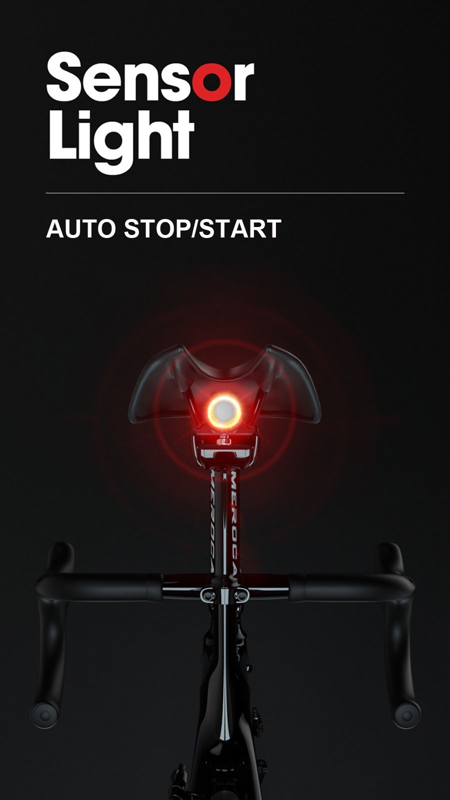 Inteligentní zadní světlo na kolo s automatickým start/stop brzdovým světlem, USB nabíjením, voděodolností IPX6 – cyklistické bezpečnostní světlo