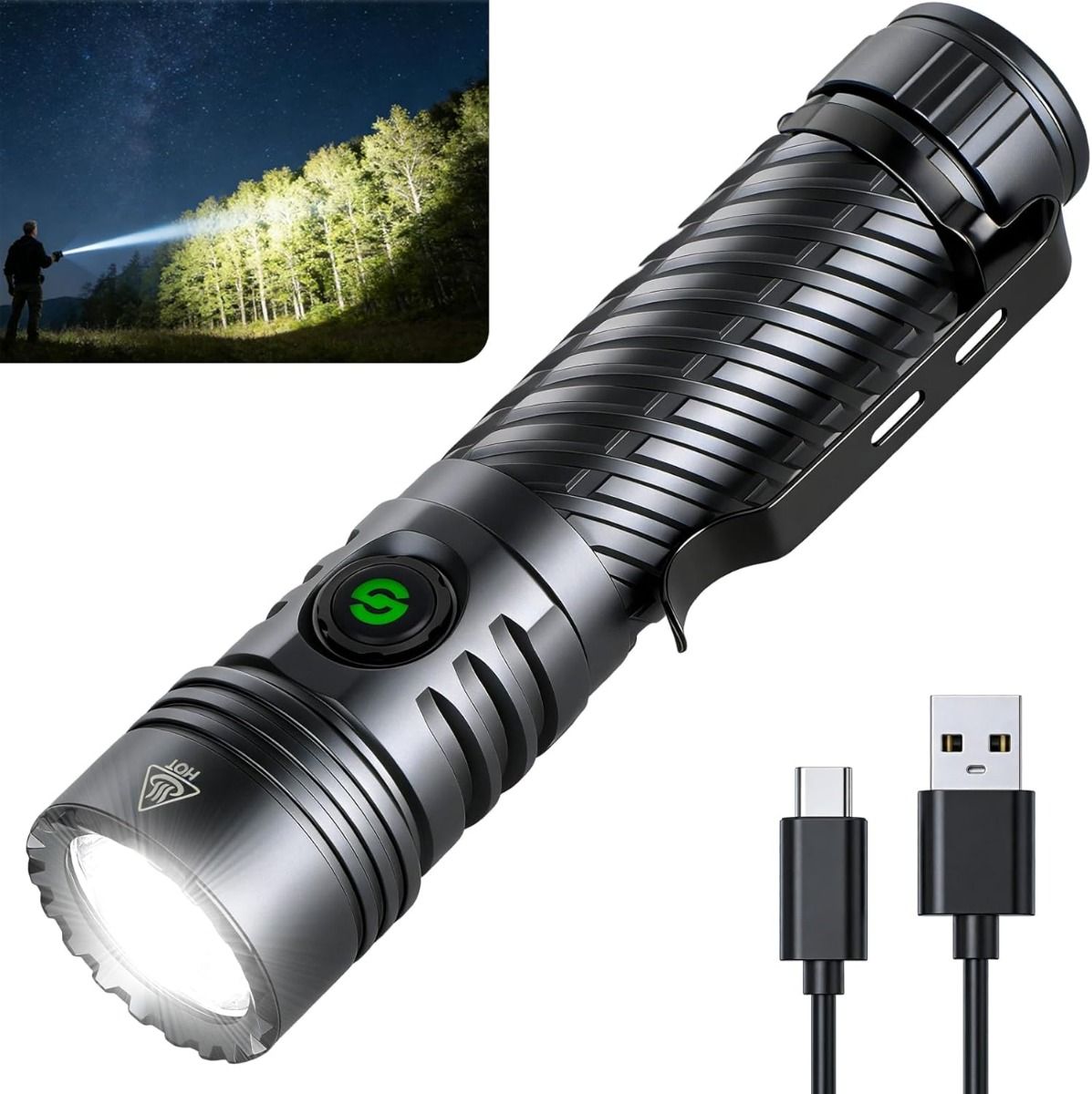 NiteBeam 21700 High Lumens TYPE-C Rechargeable LED Flashlight 