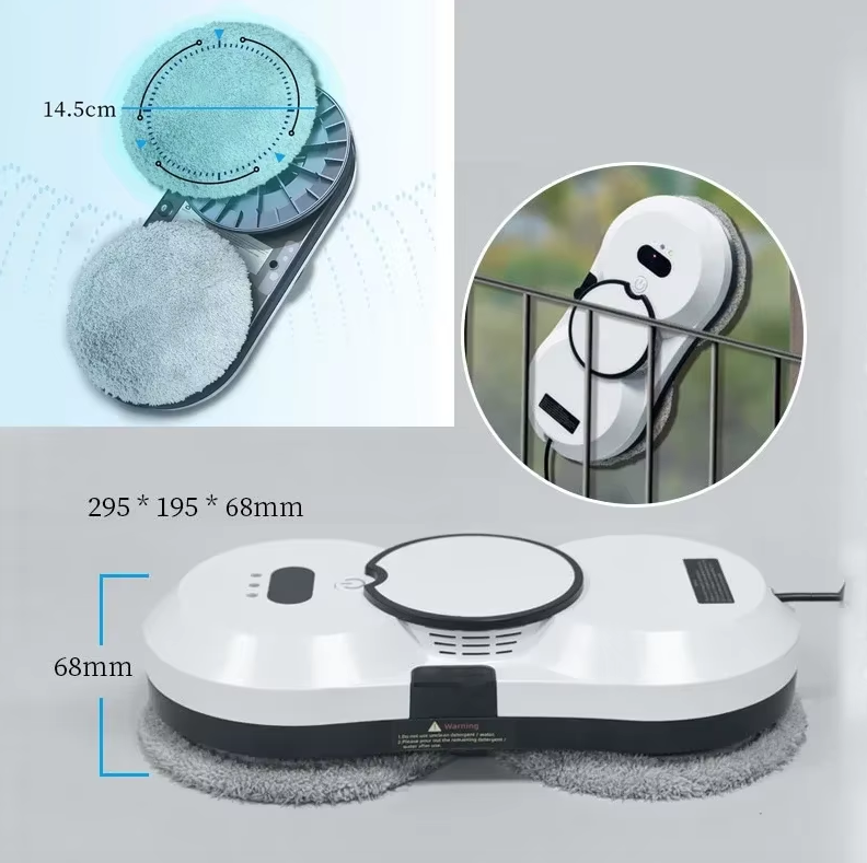 Robot na mytí oken s chytrou technologií, automatickým postřikem vody a sacím výkonem 5600 Pa pro bezpracné a beze šmouh mytí oken.