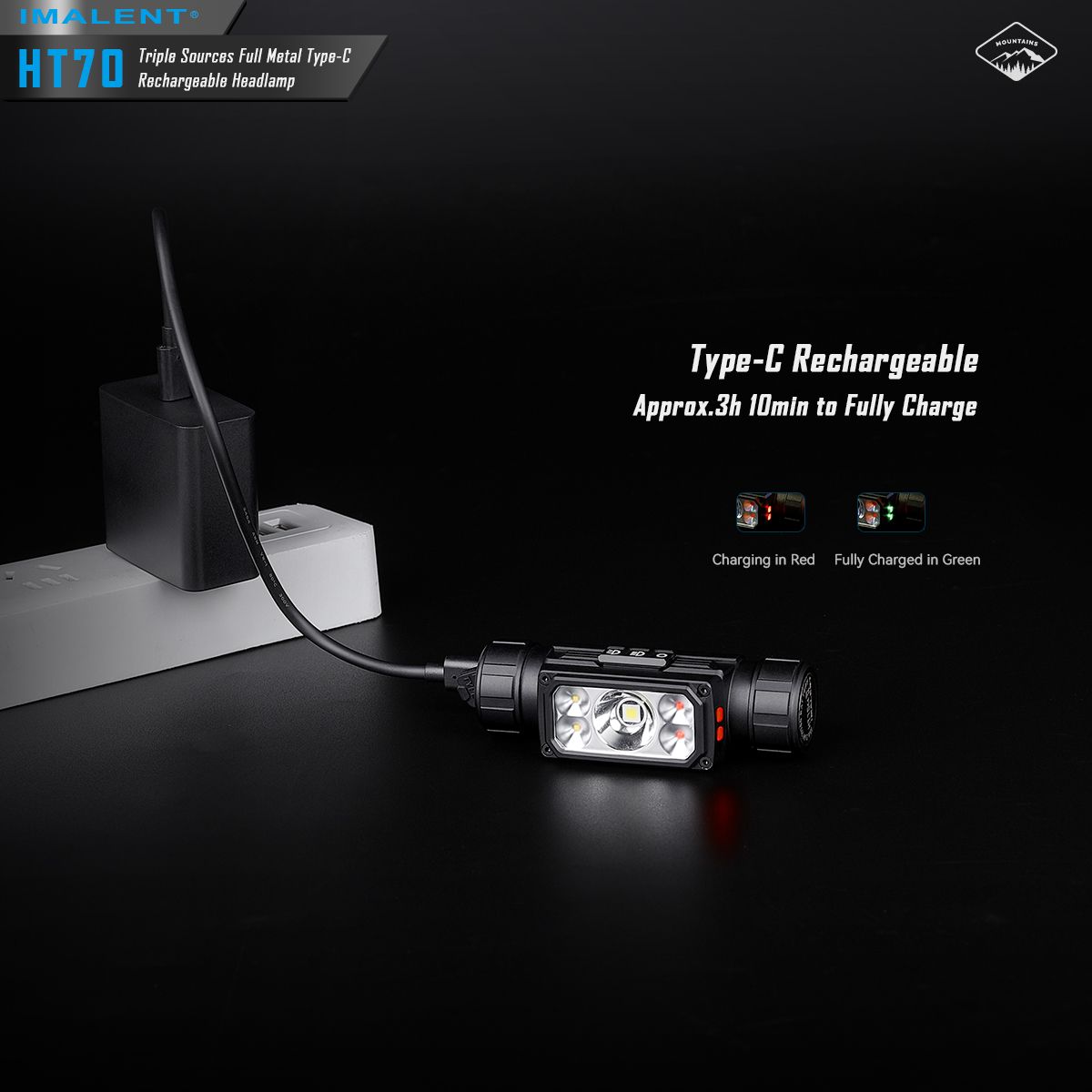 IMALENT HT70: Výkonná 3500lm XHP50.3 HI LED Čelovka pro Dobrodružství | Odolná s Trojitým Zdrojem Světla