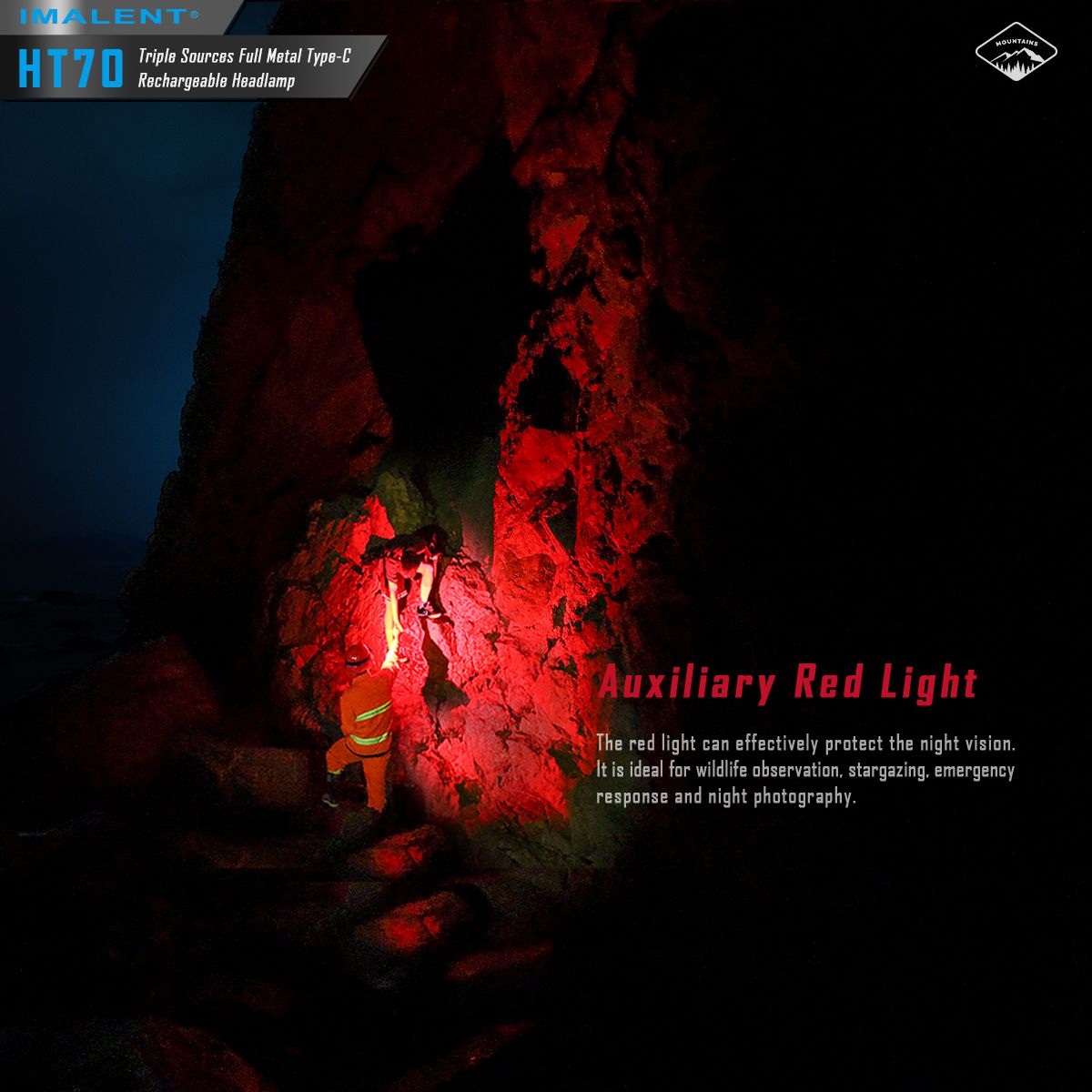 IMALENT HT70: Výkonná 3500lm XHP50.3 HI LED Čelovka pro Dobrodružství | Odolná s Trojitým Zdrojem Světla